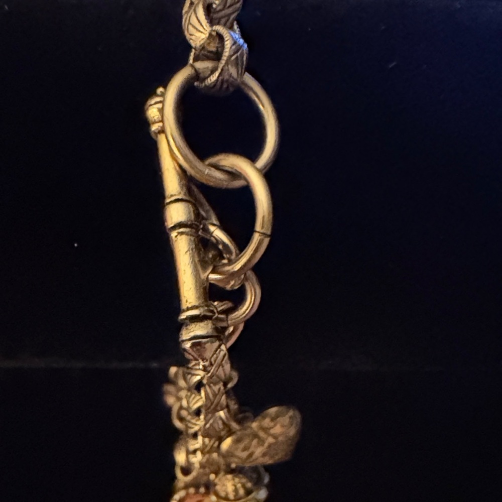 Vintage Gold Tone Amber Charm Bracelet - Picture 10 of 11